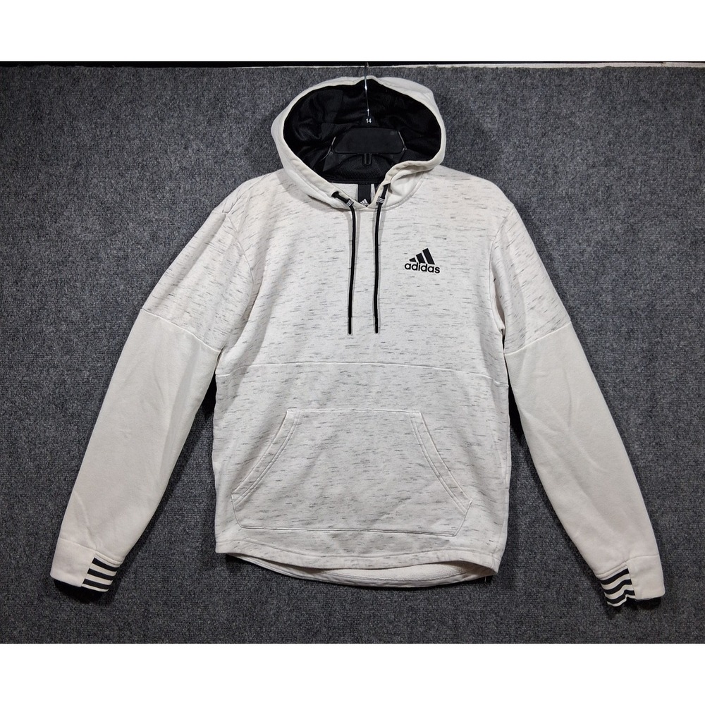 Adidas Mens Sport ID Space Dye Hoodie Grey White DT4692 Size Small